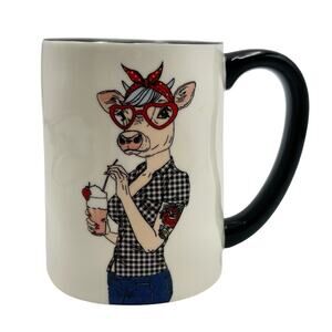 NEW - SIGNATURE Hipster Cow - coffee mug - collectible - Houseware